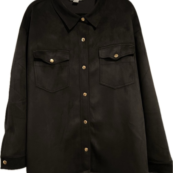 HYFVE Tops - Faux SUEDE GORGEOUS Hyfve black stretchy shacket button down